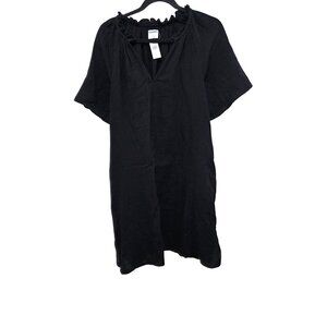 NWT Old Navy Black Short Sleeve V-Neck Dress With Ruffle Collar Size M